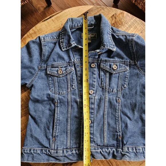 EDDIE BAUER WOMENS DARK BLUE JEAN DENIM JACKET SMALL 100% COTTON VTG - Picture 13 of 14